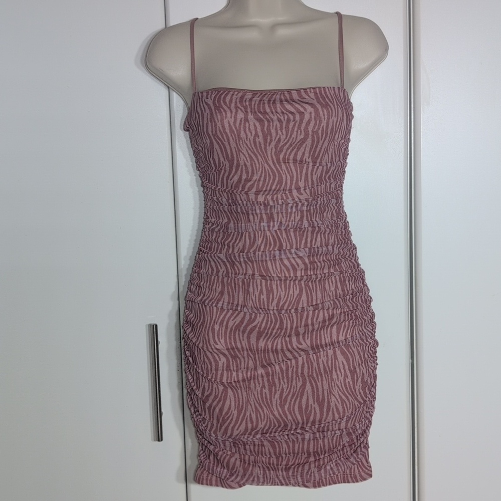 Shein Elegant Pink Zebra Print Dress Size Small